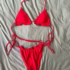 pacsun red bikini top + bottoms